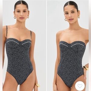 NEW SOLD OUT - STAUD Maeve One Piece Black Woodblock Ditsy Floral Large